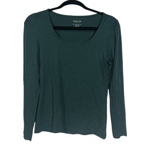 Rachel Zoe Scoop Neck Top Long Sleeve Green Size Small